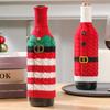 Christmas Wine Bottle Cover Striped Knitted Wine Bottle Sleeve Santa Claus Woven Kitchen Dining Room Xmas Party Table Decoration