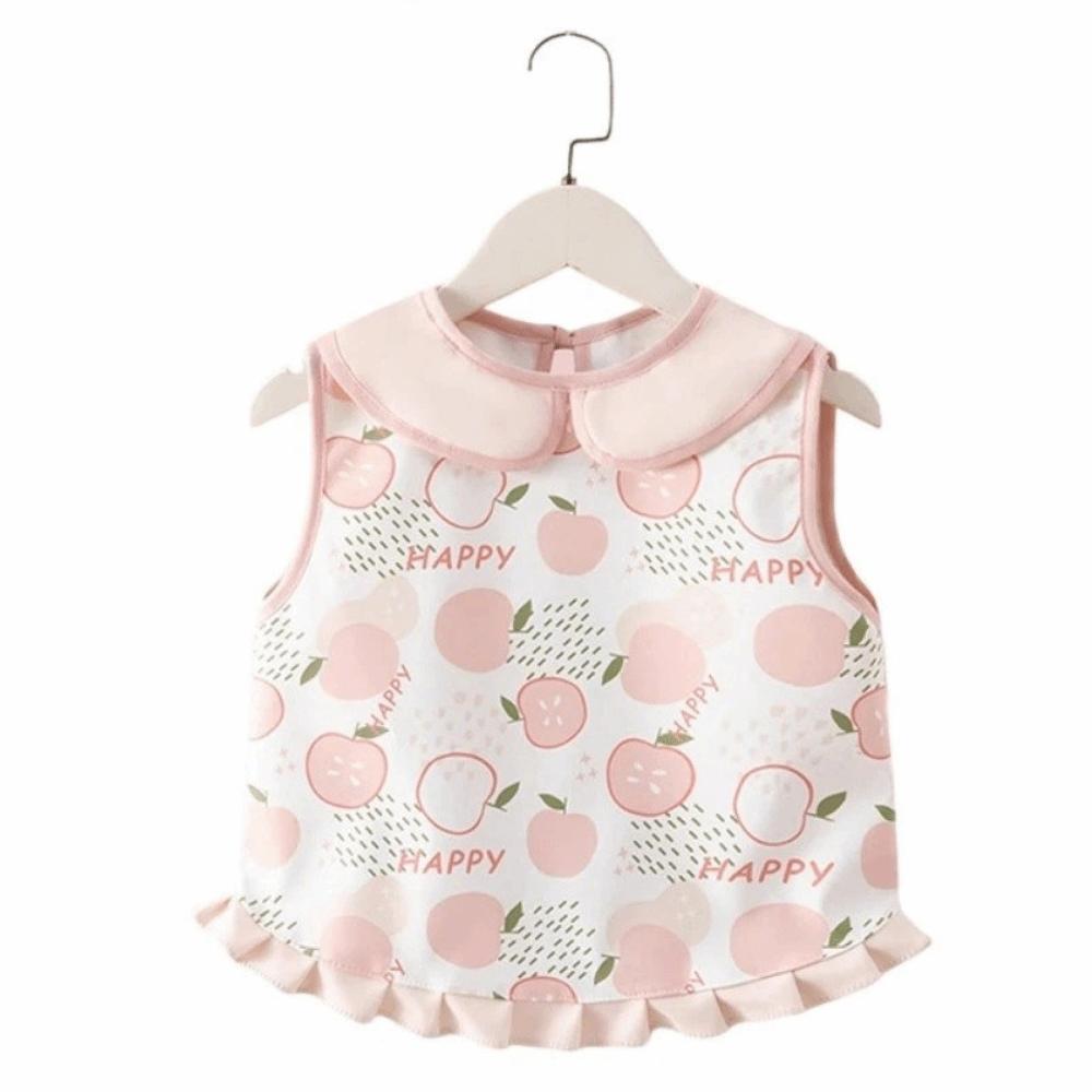 Soft Children s Sleeveless Apron Waterproof Baby s Meal Bib Baby Eating Bib  Summer 90-Pink Fruit