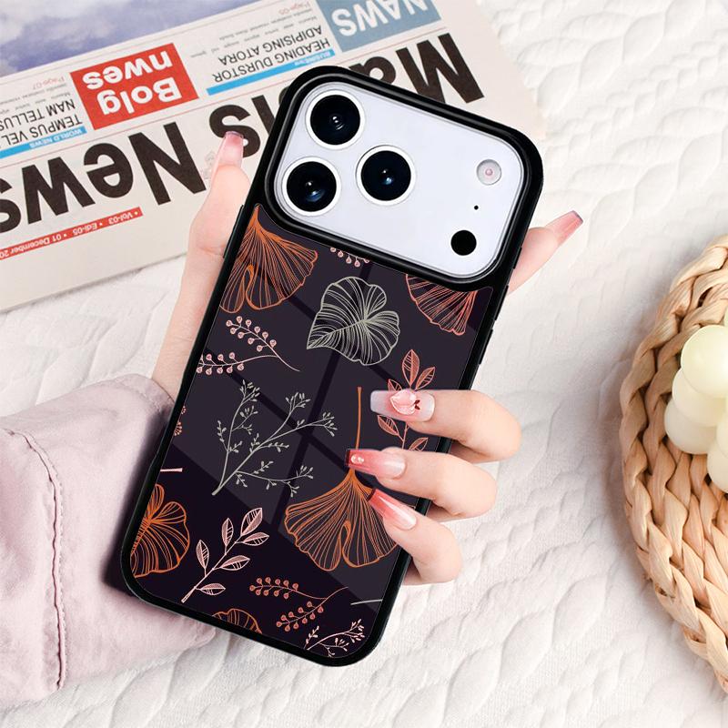 Retro Flower Leaves Graffiti Phone Case For IPhone 17 16e 15 14 13 12 11 Pro Max Air Mini Soft Protective Cover