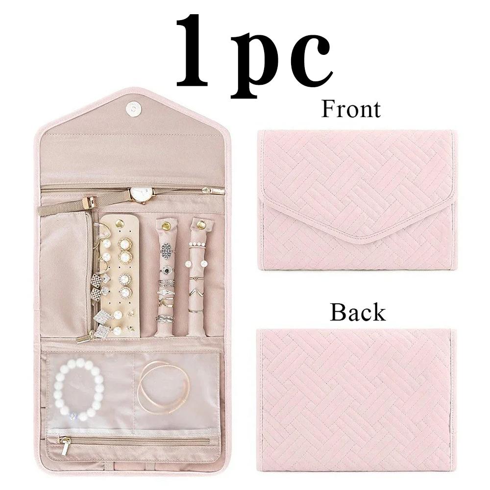 1 Pièce Organisateur de Bijoux Pliable, Organisateur de Bijoux de Voyage Pratique, Pochette à Bijoux Boucles d'Oreilles Colliers Bagues, Sac Roulé à Bijoux,