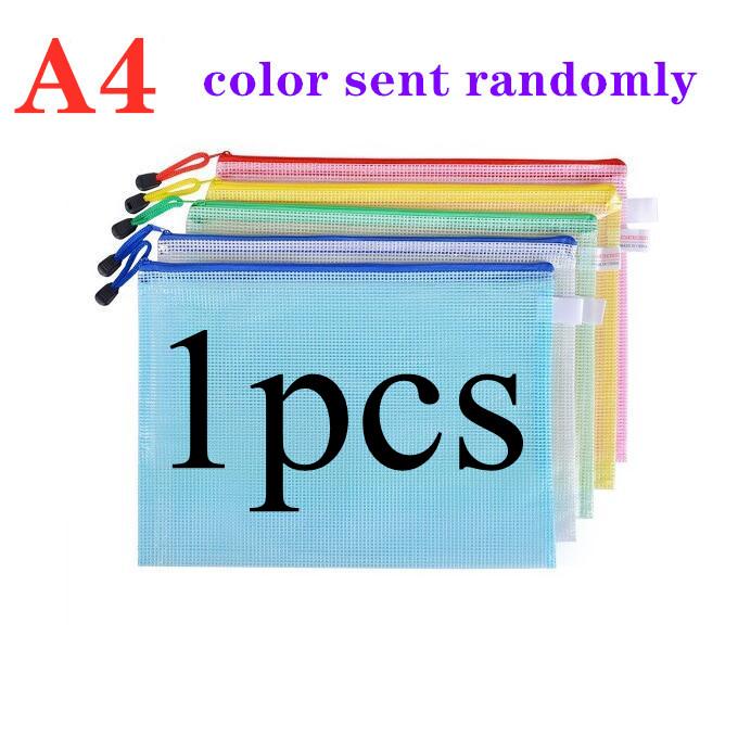 SML PVC Gridding Waterproof Zip Bag Pocket Folder Pouch Filing for Document Pen Filing Stationery Organizer Office School Supply