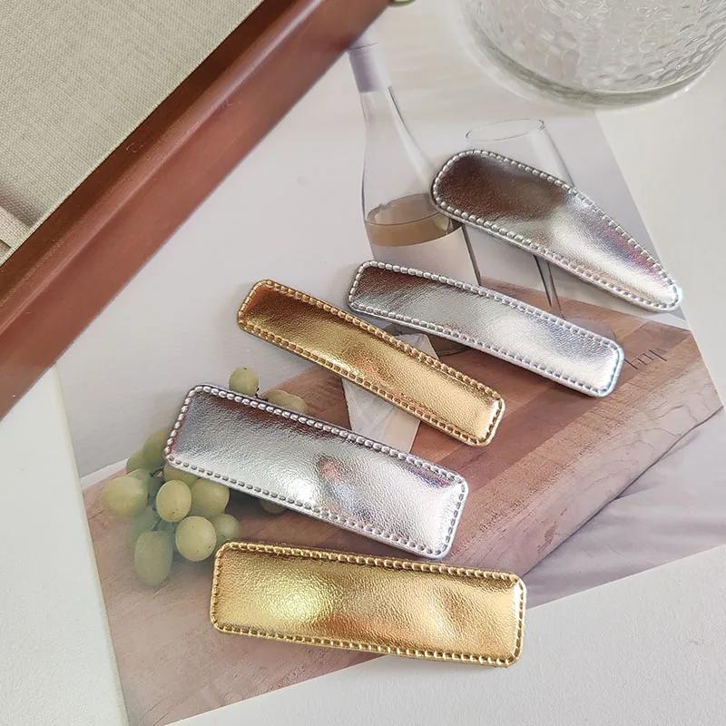 2ks Elegantní stříbrné pevné PU sponky do vlasů pro ženy, dívky, děti, retro dárek, vlasové doplňky, party, sváteční ozdoba