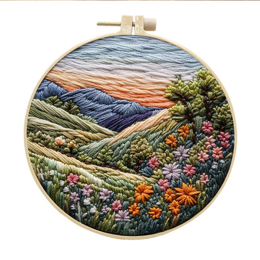 Mountain and Moon Landscape Embroidery Kit Handmade Gift Home Decoration Cross Stitch with Scenery Pattern Sewing accessories
