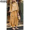 Mode Femme Décontracté Couleur Unie Imprimé Été Printemps Manches 3/4 Col Rond Costumes Jupe