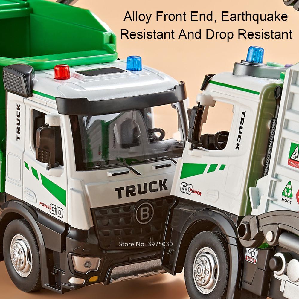 1:18 Electric Sanitation Garbage Truck Toy Cars Model Light Sound Miniature Vehicle Doors Opened Car Children's Educational Toys