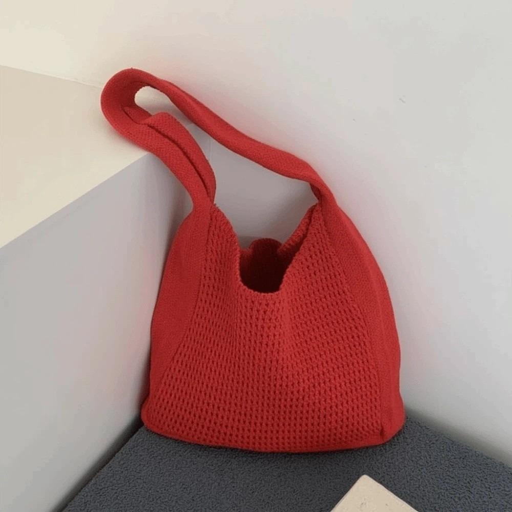 Sweet Crochet Shoulder Bag Large Capacity Seaside Vacation Handbag Knitted Tote Bag  Female