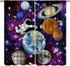 Space Astronaut Curtain,Cartoon Solar System Universe Rocket Spaceship Planet Earth Stars Window Treatments Drapes for Kids Boys