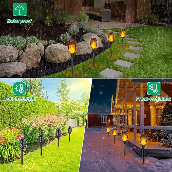 Solar Torch Light with 96 LED Flame Effect - Outdoor Courtyard Lamp, 51 LED Lawn & Garden Landscape Light