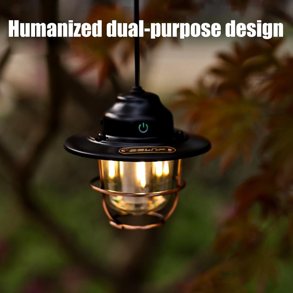LED Vintage Laterne Outdoor Hängende Campinglaternen Tragbare Wiederaufladbare Retro Zeltlicht Antike Nachtlichter für