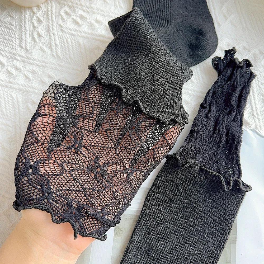 Lolita Ladies Lace Long Socks Autumn and Winter Warm Knee Sexy Lace Knee High Stockings Over Knee Thigh Stockings Boot Socks