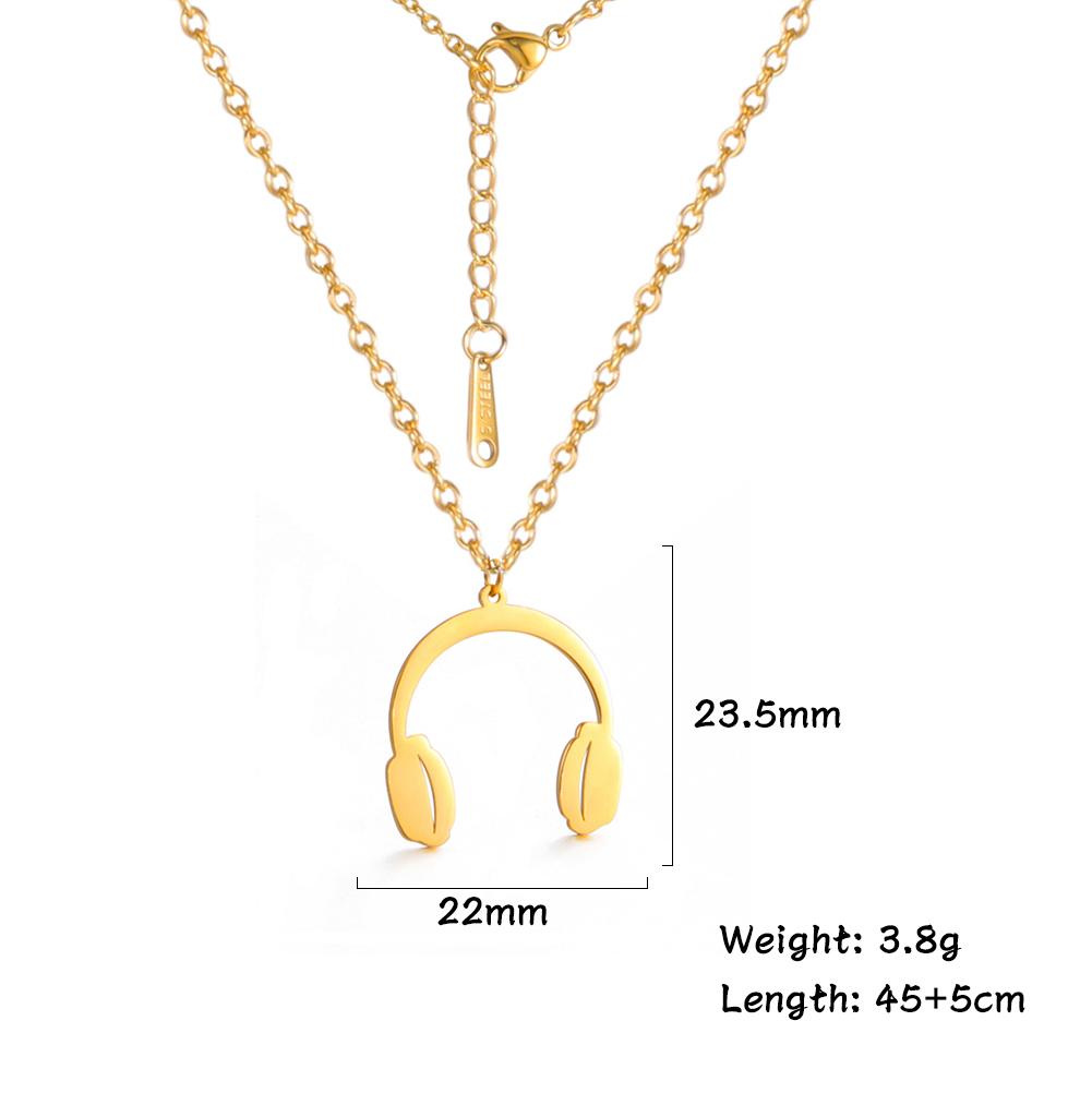 Music Guitar Pendant Necklace for Women Men Stainless Steel Gold Microphone Accordion Neck Chain Jewelry Gift