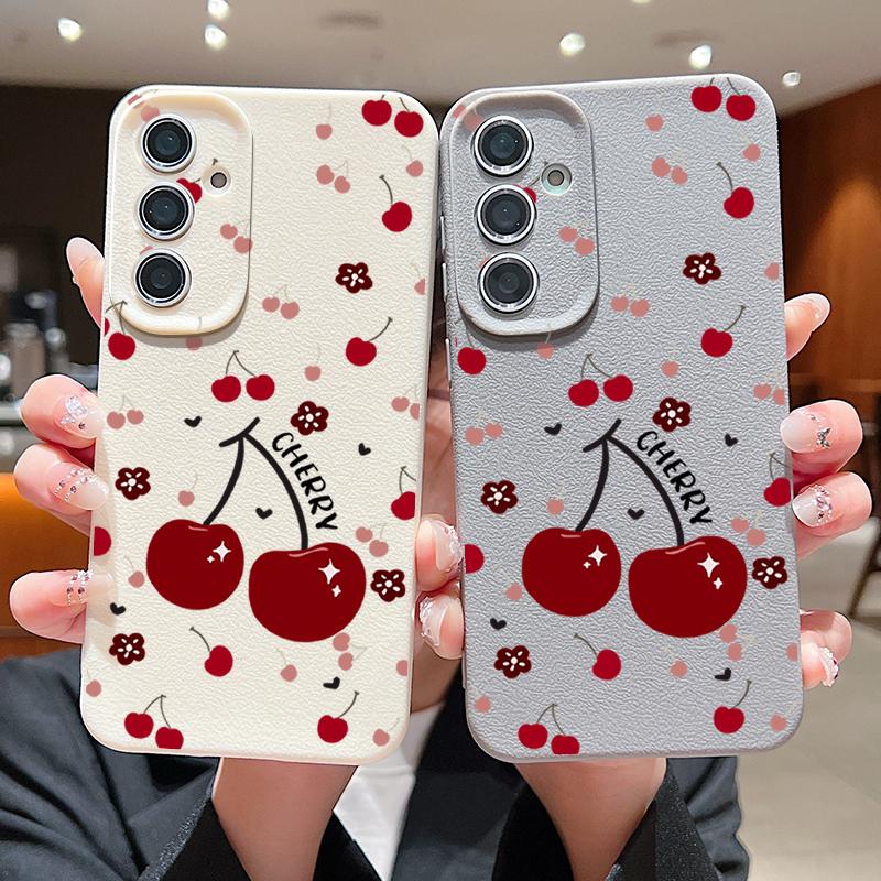 Cherry Fruits Case For Samsung Galaxy A56 A55 A54 5G A53 A52 A14 A34 A15 A25 A35 A16 A26 A36 S21 FE S22 S23 S24 S25 Ultra Capa