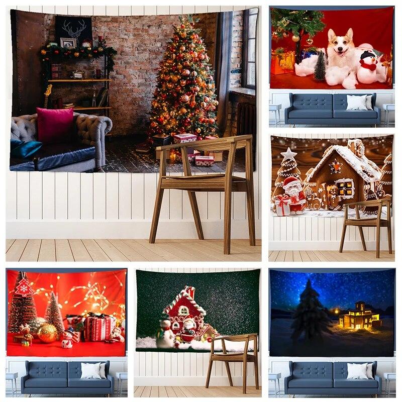 

Рождественский гобелен настенный Рождественский эстетический декор для комнаты, фон ткань психоделический домашний декор гобелен