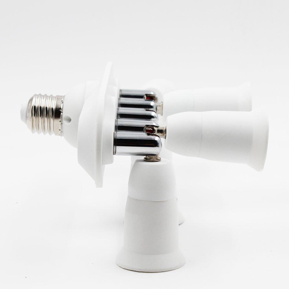 DiCUNO LED Bulb E26 Base Adapter, 5-Way Socket, E26 to E26, Adjustable Beam Angle, E26 Extension Socket