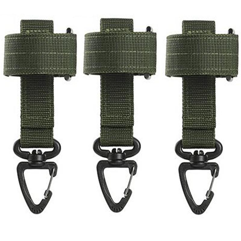 

Set of 3 Outdoor Keychain Tactical Gear Clip Holder Bag Belt Keychain EDC Molle Webbing Gloves Rope Holder Military Hook Practical Use