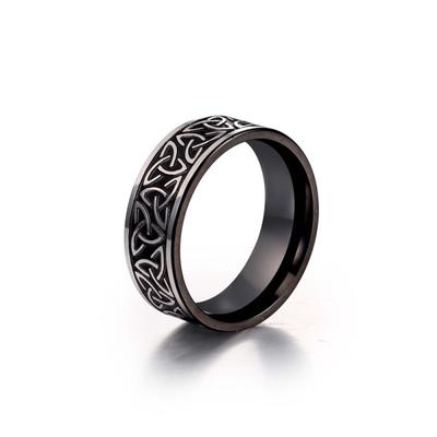 Estilo nórdico viking gráfico anel de aço titânio personalidade bronze anel dominador masculino