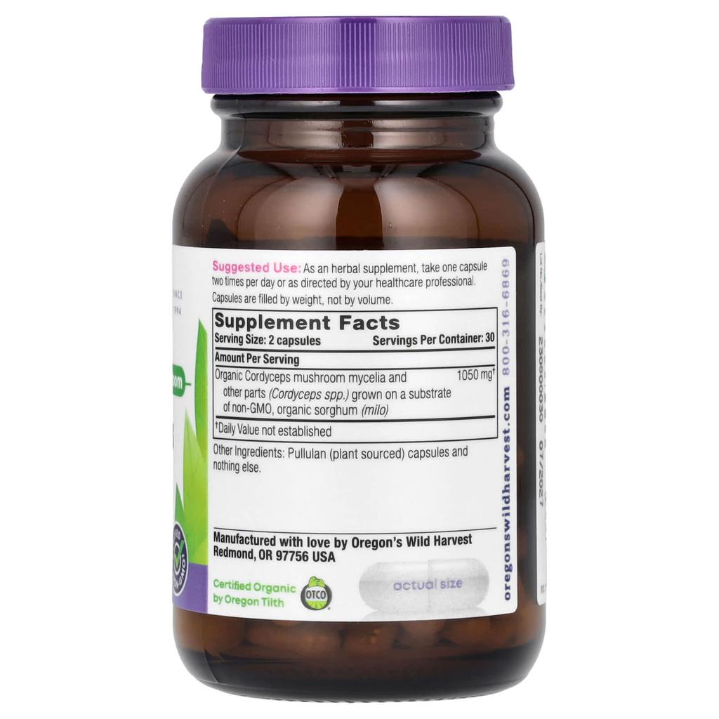 Oregon'S Wild Harvest, Cordyceps Sinensis, Veggie Caps, 60 Count (525Mg/Capsule)