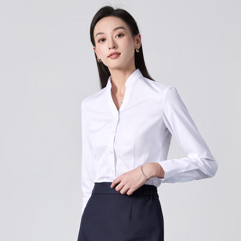Women's Long-Sleeve Stand Collar Professional Shirt