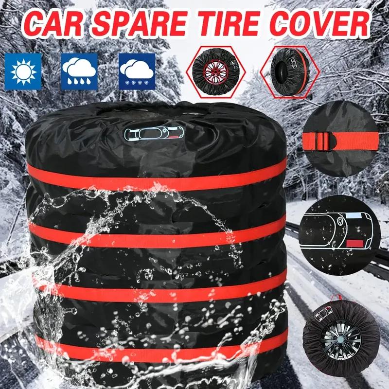4Pcs/Lot Universal Car Spare Tire Covers Case Tires Storage Bags Auto Wheel Tires Storage Bags Vehicle Tyre Waterproof Polyester Bag