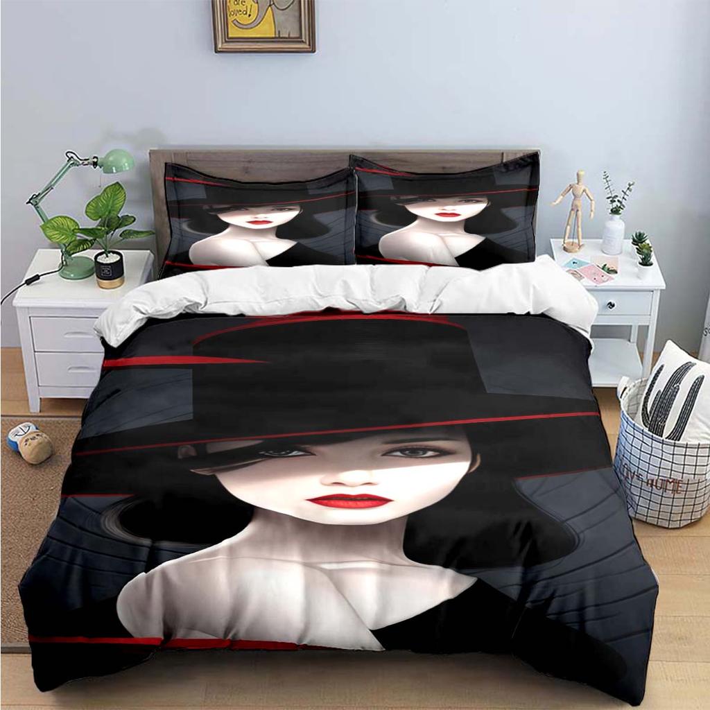 Fashion New Woman-Sexy Black And White Print Bedding Sets Bed Supplies Set Duvet Cover Bed Comforter Set Bedding Set Luxury Gift