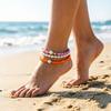 New Unique Handmade Women Anklet 3Pcs Per Set Premium Selected Poly Clay Lightweight Comfortable Beach Vacation Ankle Accessory
