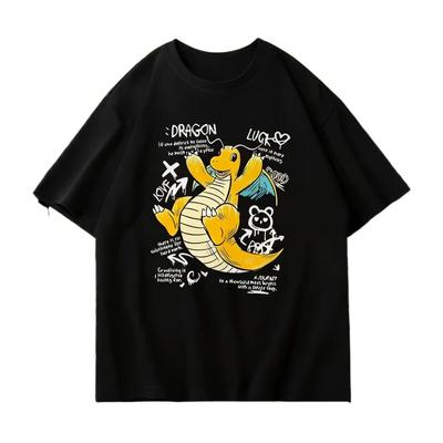 Pokémon Anime Dragonite Creative Short Sleeved Tshirt for Men and Women Summer New Harajuku Loose Casual Versatile Top