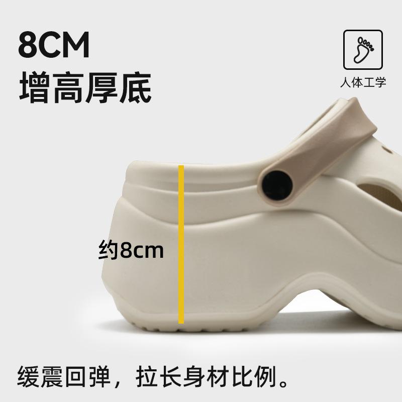 Height-increasing thick-soled hole shoes for women to wear breathable beach shoes, summer non-slip toe slippers