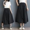 Women's Hepburn Style Plaid Midi Skirt - Three-Piece Dark Irregular A-line for Summer