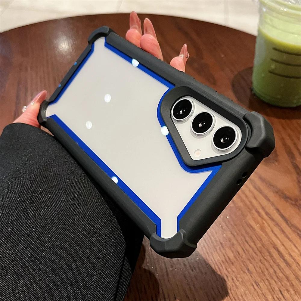 Kraftigt dubbellagers genomskinligt lyxigt mobilskal för Samsung Galaxy A06 A12 A15 A16 A21 A23 A24 A25 A35 A51 A54 A55 A56 Skydd