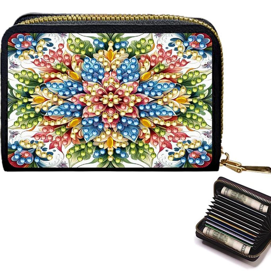 5D Diamond Painting Art Portable Card Bag Zipper Closure Diamond Painting Fashion Card Holder Coin Purse