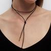 Niche Black Rope Adjustable Long Necklace Choker with Bow Tie