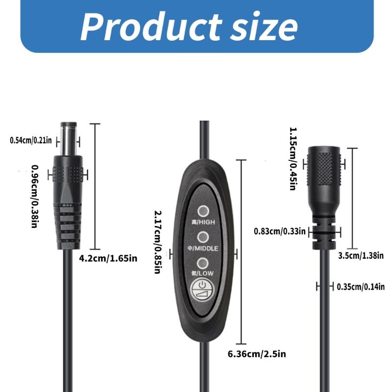 Fan Speed Controller for 5V Cooling Fan 5.5x2.1mm Female To Male, for Cooling Ventilation Exhaust Projects