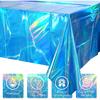 3 Pack Ocean Tablecloths Iridescent Plastic Disposable Table Cloth Rectangle Water Wave Table Covers for Under Sea Ocean Pool Beach Party