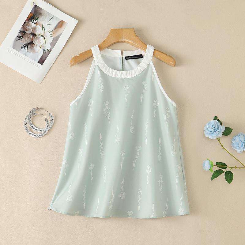 ZANZEA Women Summer Round Neck Casual Sleeveless Print Tank Tops