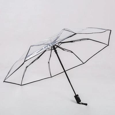 1Pc Automatic Transparent Folding Umbrella Easy Carry Windproof Rain Umbrella Women Fashion Durable Outdoor Anti Wind Rainproof