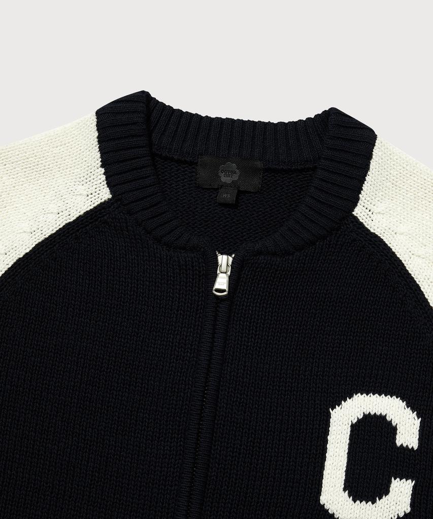 Covernat Woman C Logo Varsity Zip-Up Cardigan Navy