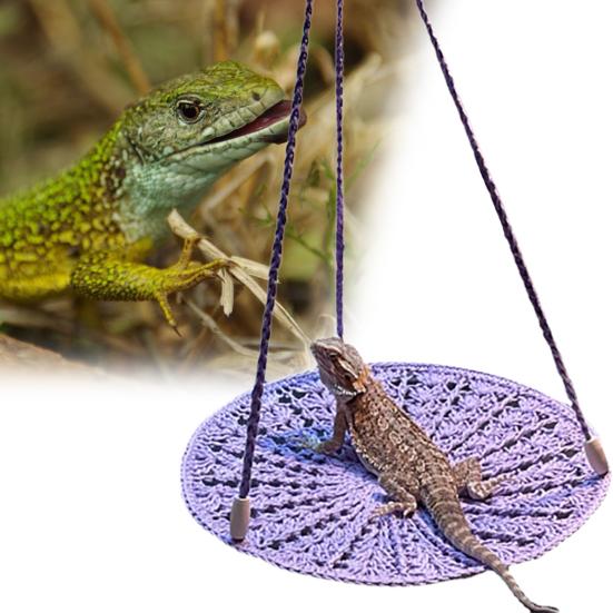 Reptile Hammock Hand Woven Strong Load-bearing Gecko Lizard Swing Toy Round Bearded Dragon Swing Hanging Bed
