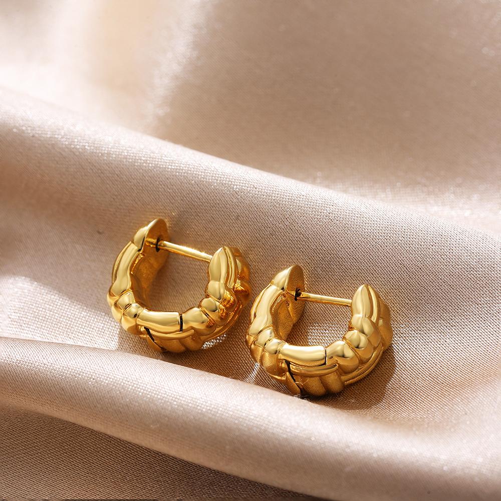 Twist Woven Mini Hoop Earrings for Women Gold Plated Pleat Thick Small Huggie Hoops Ear Buckle Piercing Jewelry New Design