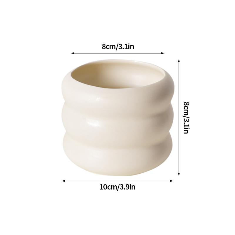 Ceramic Small Flowerpot Cream Colored Succulent Plant Pot Desktop Green Plant Potted Decoration Ins Style Home Ornament Decor