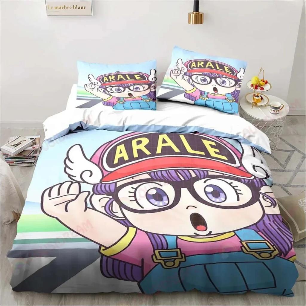 3D Carton DR S-Slump Arale Beding Set Shet King Twin Double Child Beding Set Mircofiber or Polyester Soft with Soft Fabric Duvet Cover Sets