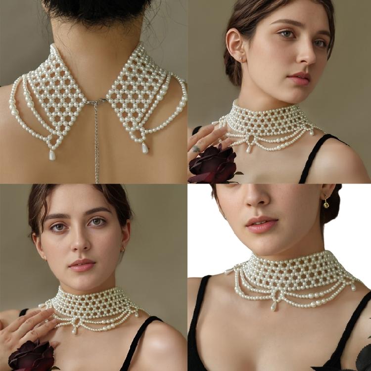 Lightweight Multi Strand Pearls Jewelry Polished Beads Design Necklace for Everyday Wedding Party Clothes Perfectly