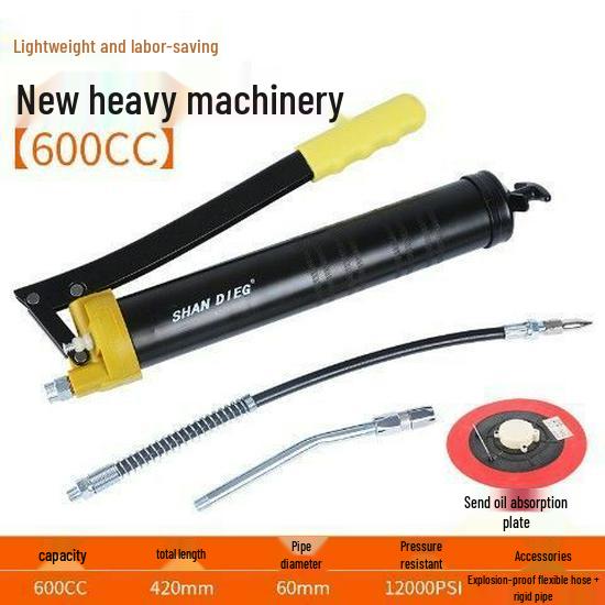 Industrial-Grade Transparent High-Pressure Grease Gun for Excavator Maintenance