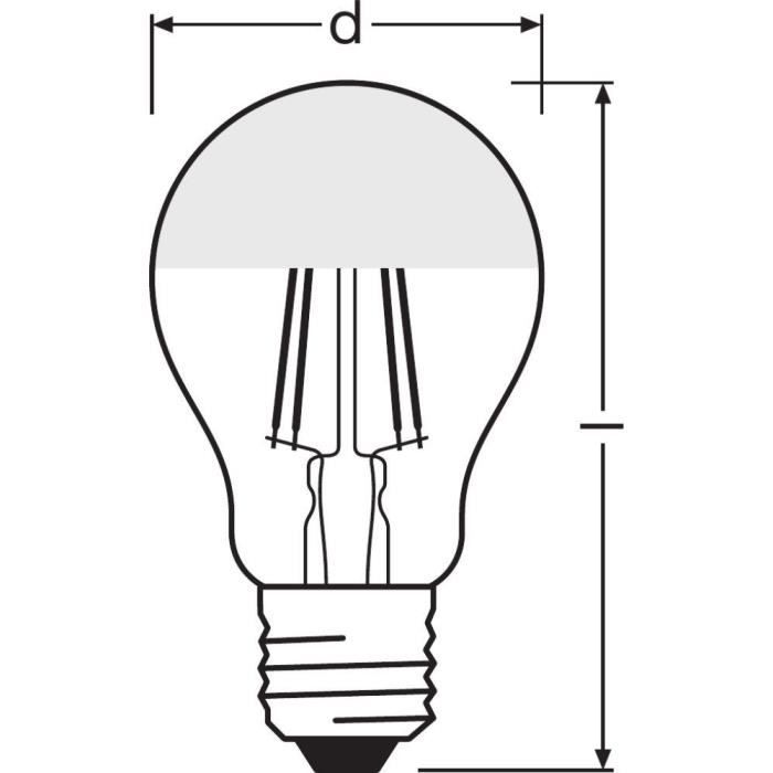 OSRAM Ampoule LED Standard Clair Filament Argentée 4W=35 E27 Chaud