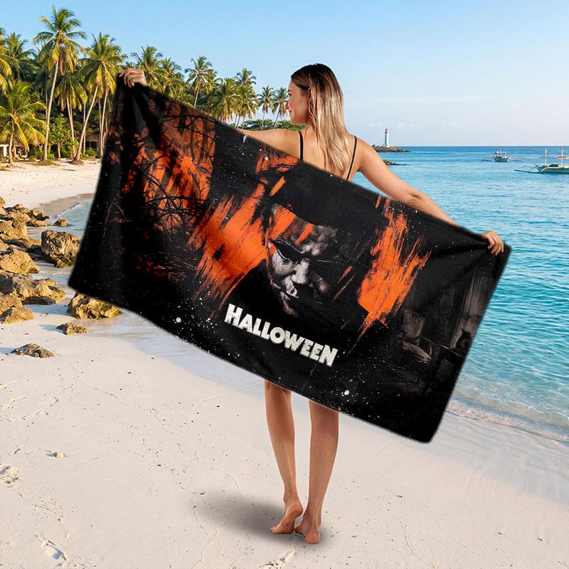 Large Beach TowelHalloween Michael Myers Soft Absorbent Towel Beach Bath Home Use