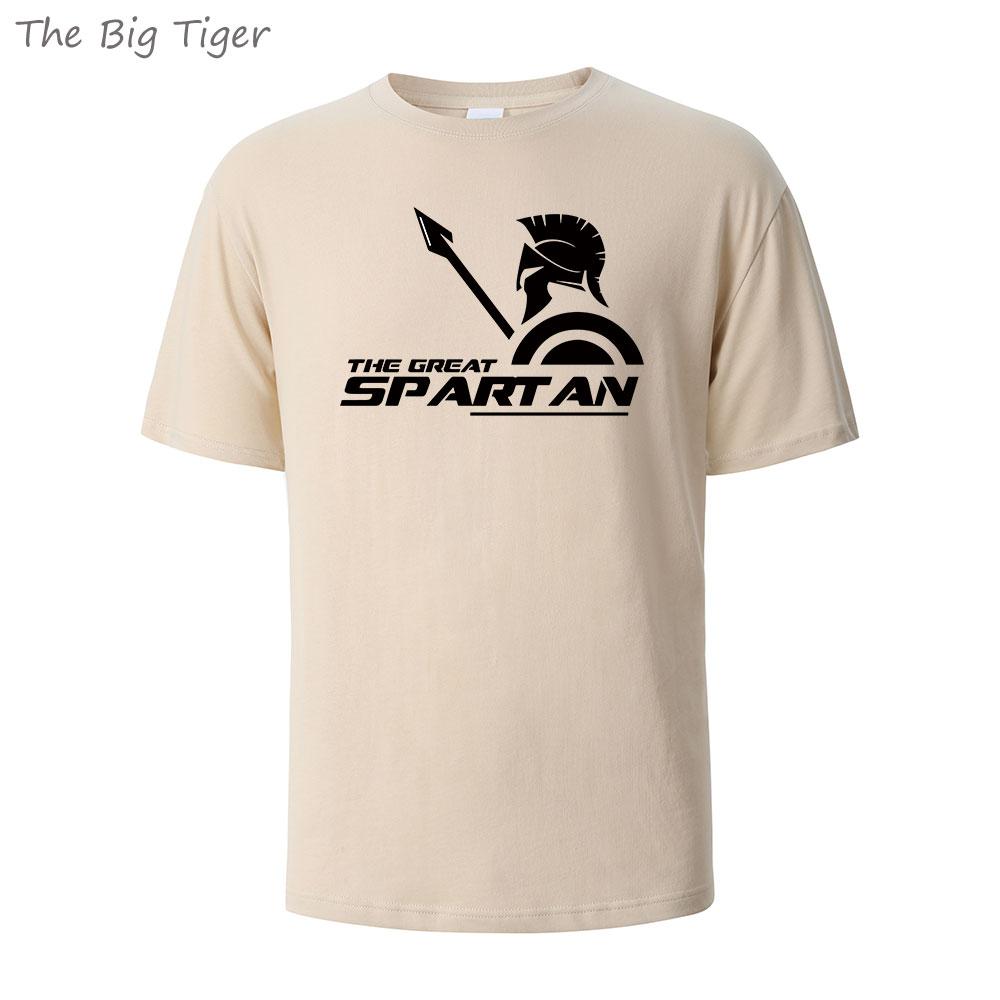 Spartan Printing Summer Cotton Mens Tee Lightweight Round Neck Breathable Fabric Casual Simple Style Tshirt Men TShirt
