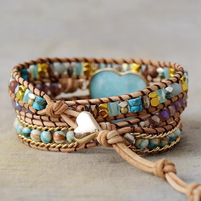 BLINGBAY Women's Bracelets New Natural Stone Hand Woven Beaded Bracelet Multi-layer Bracelet Jewelry Girls Party Birthday Jewelry Gift