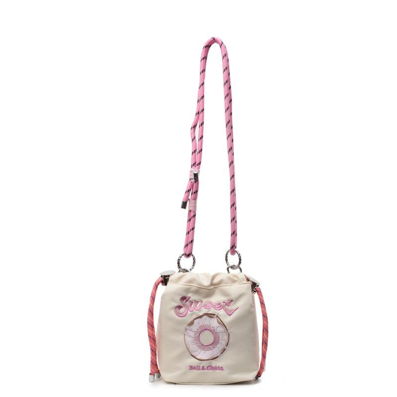 Fashion Embroidery Drawstring Bucket Bag Cute Sweet Girl Mobile Phone Small Satchel Shoulder Bag