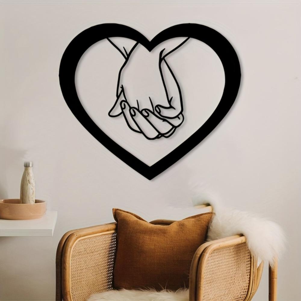 1pc Romantic Heart Metal Wall Sculpture, Elegant Iron Love Art for Valentine Wedding Gift, Year Round Christmas Decor, Durable Classic Statue