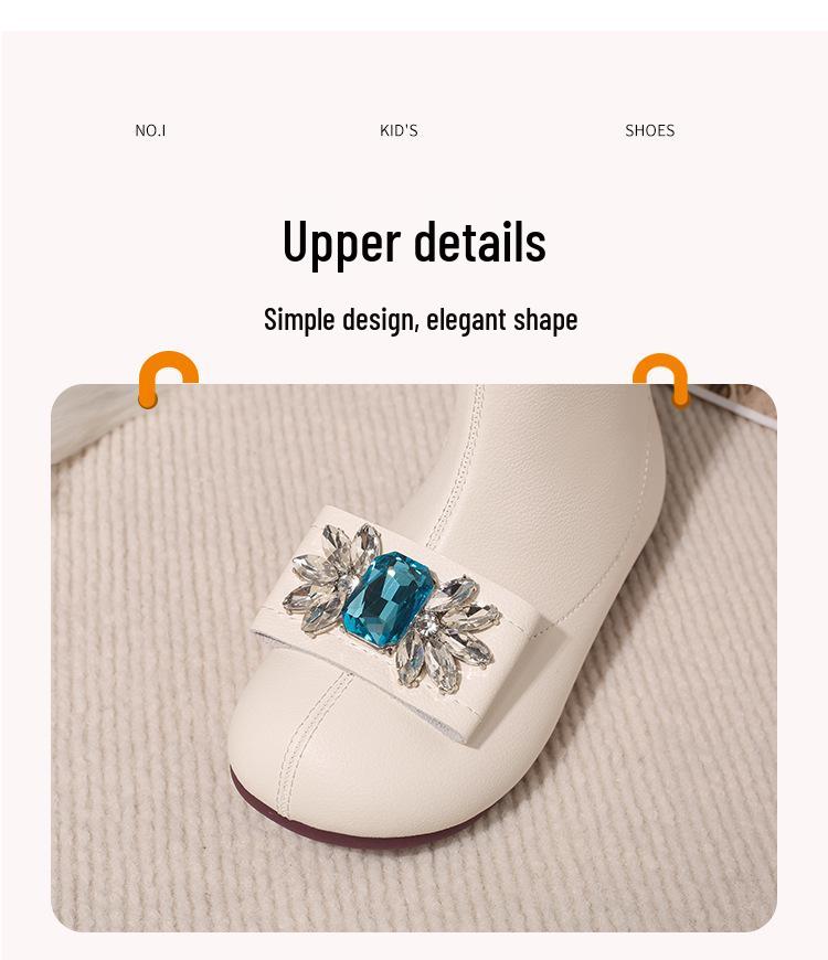 Autumn/Winter 2025 Korean Style Girls' Leather Princess Boots: Velvet-Lined, Soft Sole Short Boots