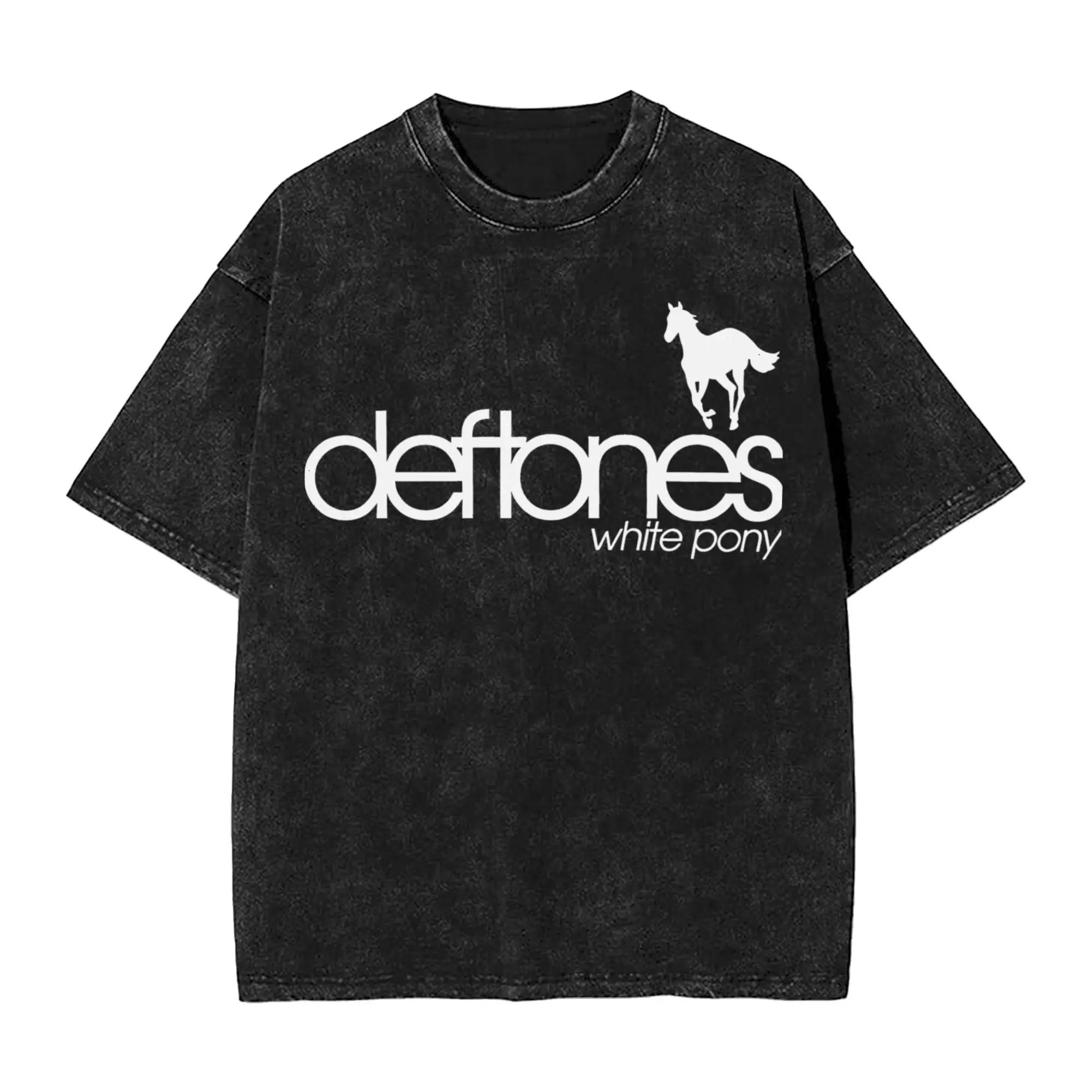 

Новинка Чоловічий одяг Ohms Білий Поні Deftones Рок-гурт Праний Короткий рукав Круглий виріз Y2k Футболка Чоловічий одяг Camisetas 2XL